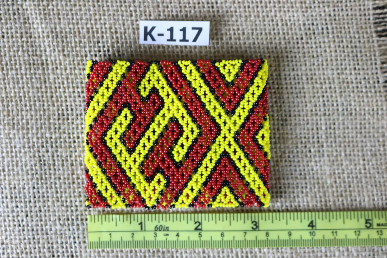 Art# K117  3  inch Original Kayapo Traditional Peyote stitch Beaded Bracelet from Brazil.
