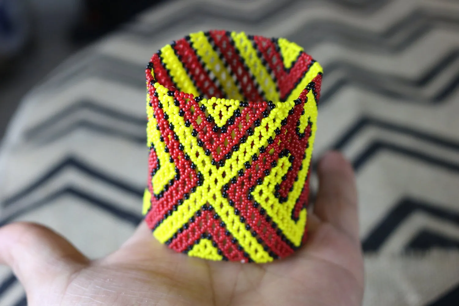 Art# K117  3  inch Original Kayapo Traditional Peyote stitch Beaded Bracelet from Brazil.