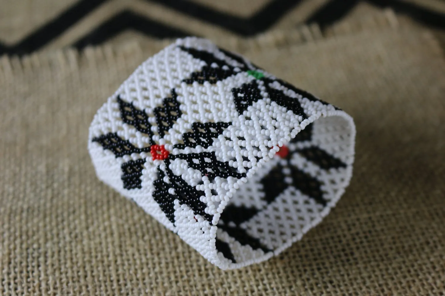 Art# K141  3  inch Original Kayapo Traditional Peyote stitch Beaded Bracelet from Brazil.