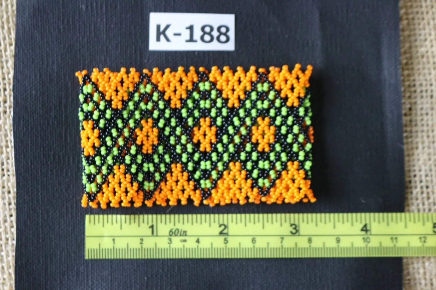 Art# K188  3 inch. Original Kayapo Traditional Peyote stitch Beaded Bracelet from Brazil.