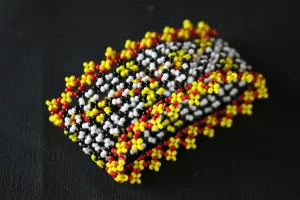 Art# K190  2.5 inch. Original Kayapo Traditional Peyote stitch Beaded Bracelet from Brazil.