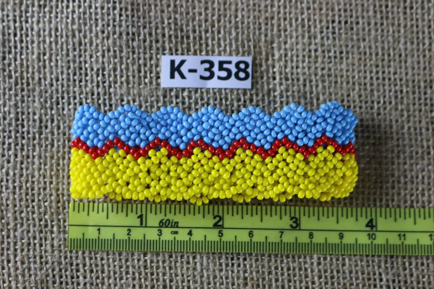 Art# K358  3.5  inch. Original Kayapo Traditional Peyote stitch Beaded Bracelet from Brazil
