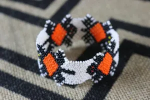 Art# K407 3  inch. Original Kayapo Traditional Peyote stitch Beaded Bracelet from Brazil
