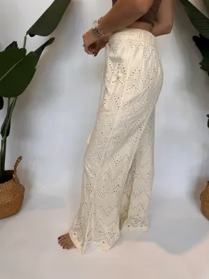 Free People Emma Embroidered Pant Tea