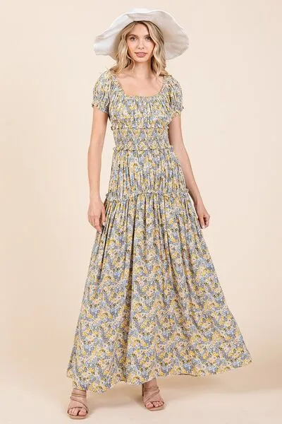 Hazel Blues® |  Mittoshop Flower Print Puff Sleeve Gathered Maxi Dress
