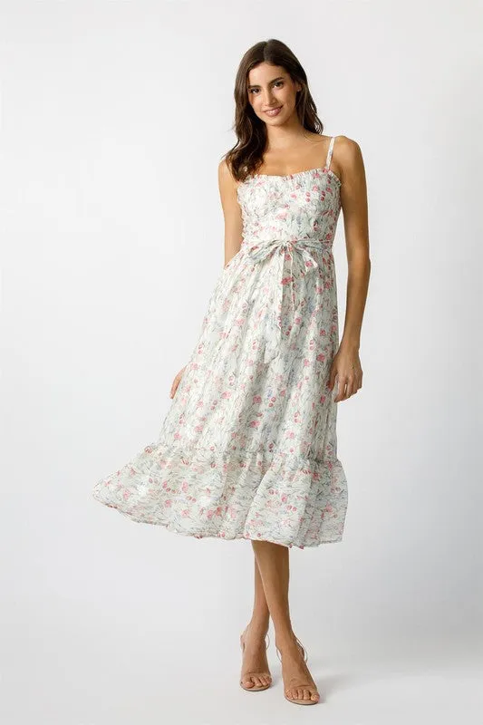 Ivory Multi Floral Midi Dress