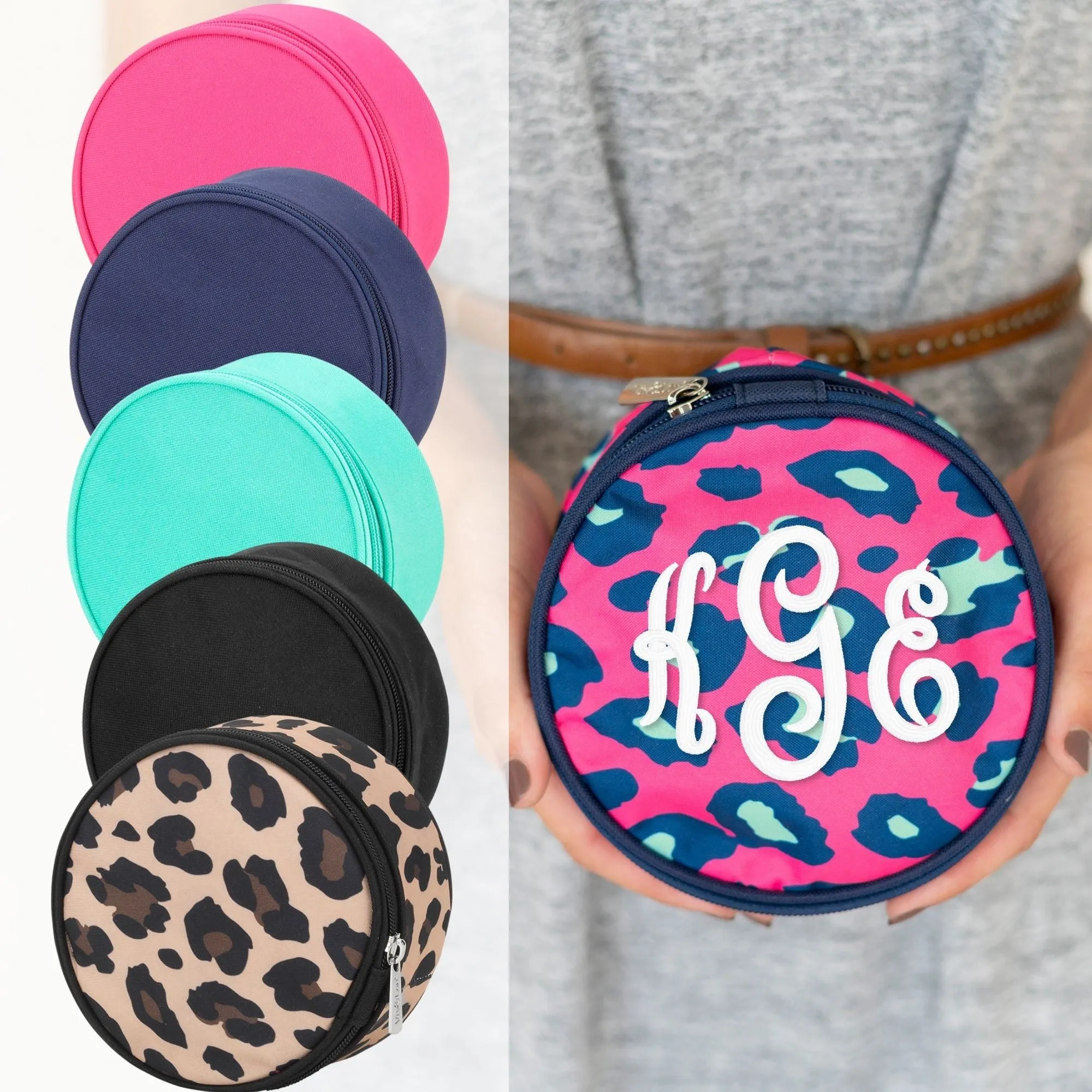 Monogrammed Jewelry Travel Case - Personalized Cosmetic Bag