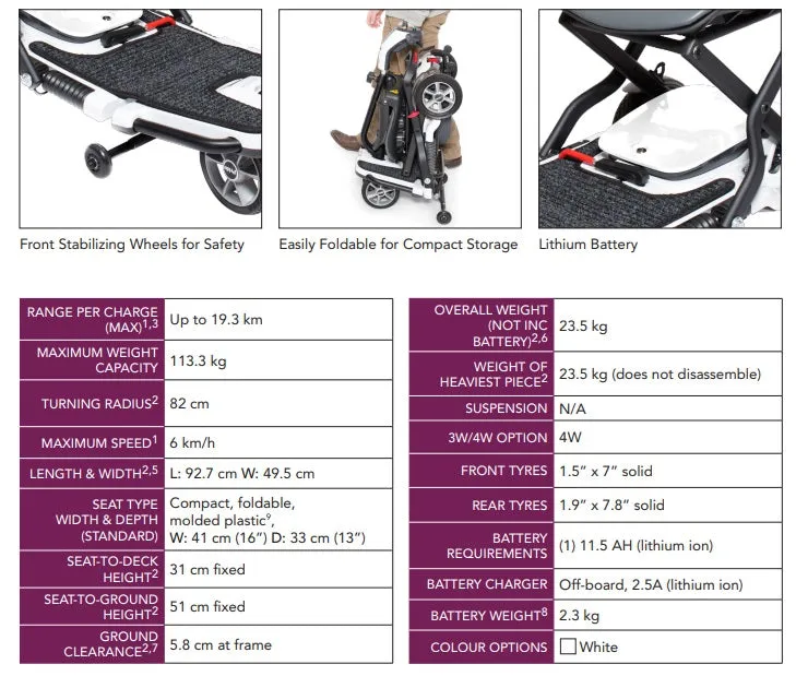 Pride Quest S19 Foldable Travel Scooter